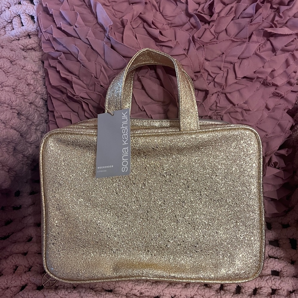Sonia Kashuk Weekender Gold Makeup Bag 3 Pieces